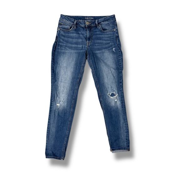 Maurices Denim - Maurices Blue Skinny Jeans with Distressed Details
